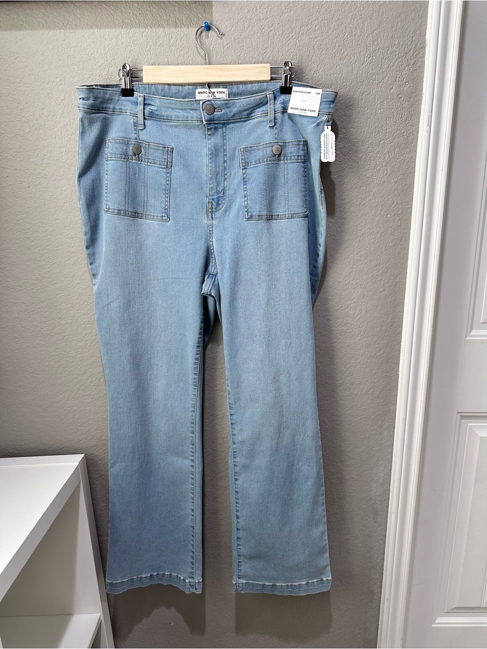 Marc New York Light Blue Straight Leg Jeans with Front Patch Pockets